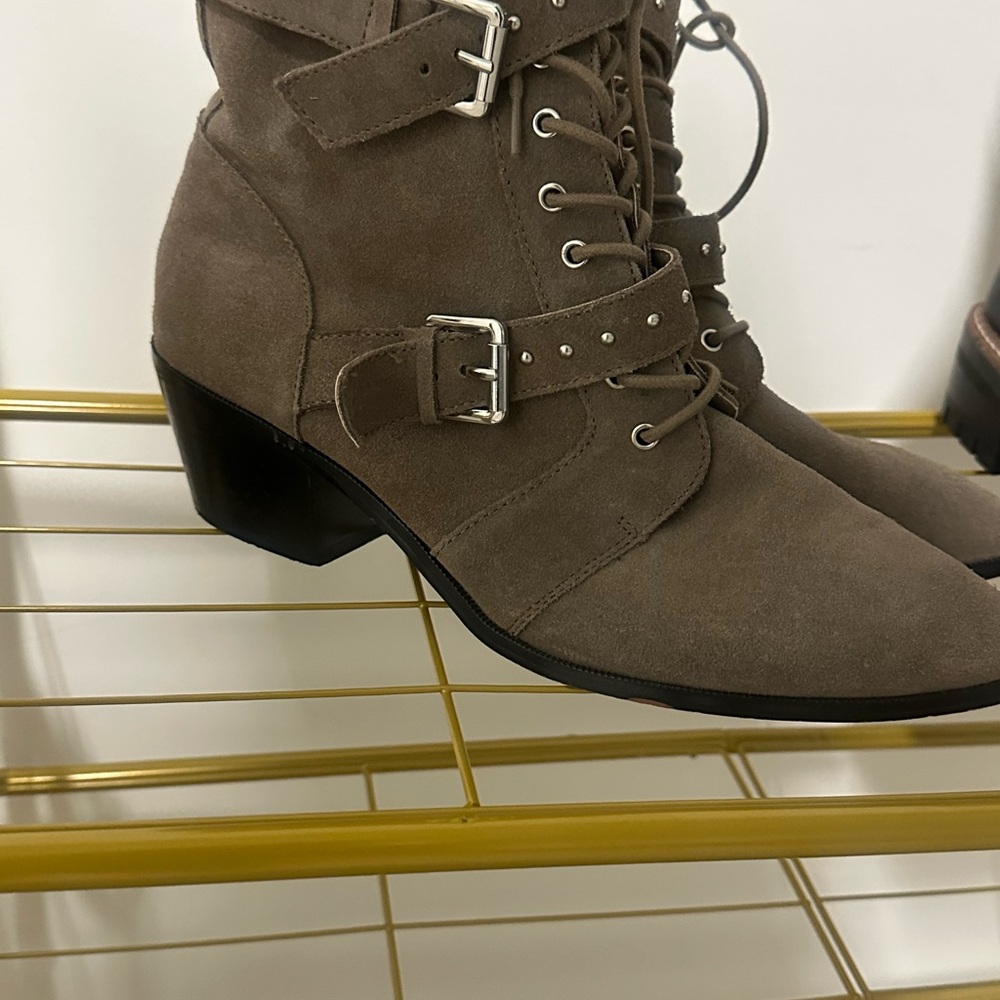 Kensie Taupe Lace Up Boots